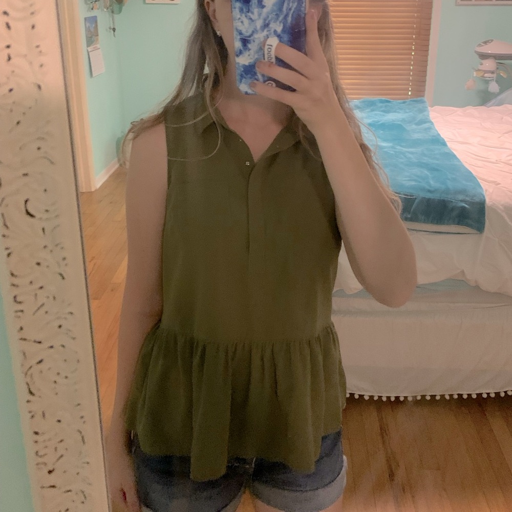 AE Olive Peplum Blouse